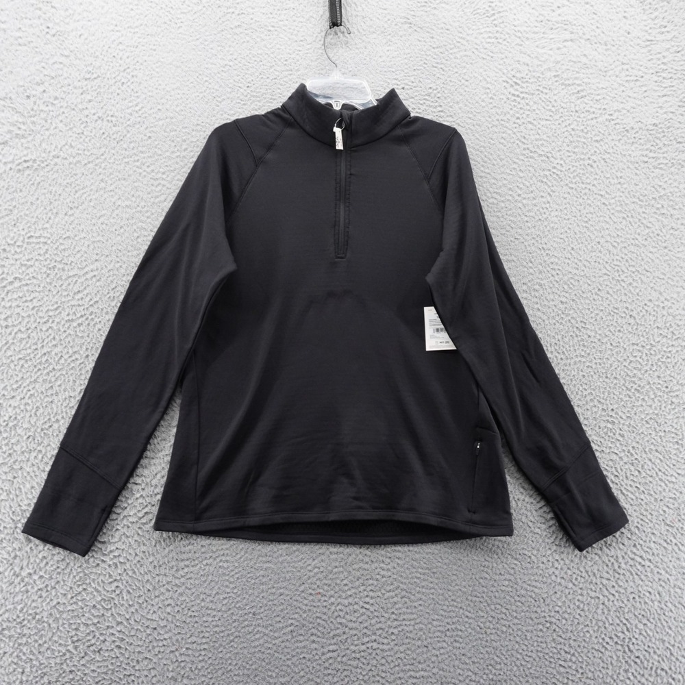 DSG Womens Run Grid Fleece Pullover Black XL 1/4 Zip Athletic NEW